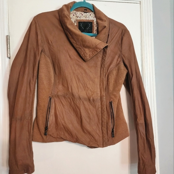 Bod & Christensen leather moto jacket brown size large - Picture 3 of 16